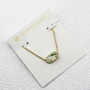 Kendra Scott Clear Iridescent Glass Necklace
